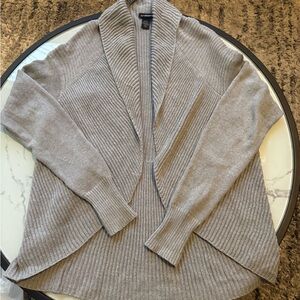 Lane Bryant Light Gray Ribbed Cardigan with Silver Sparkles